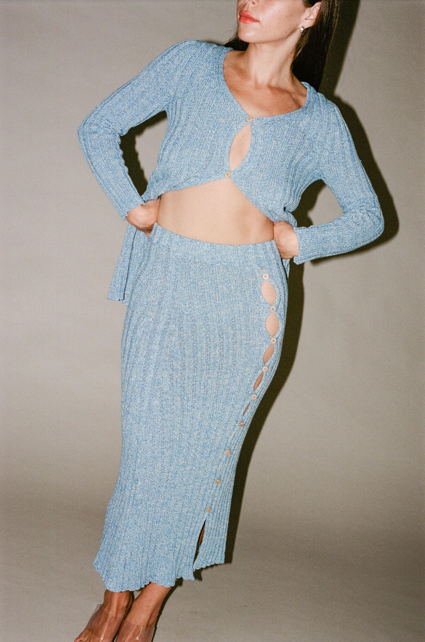 Baserange Loulou Skirt in Blue Melange
