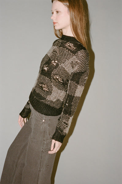 【ヤドン】Our legacy SONAR ROUNDNECK Our Legacy Sonar Roundneck in Black Destructive Gingham | NONNA