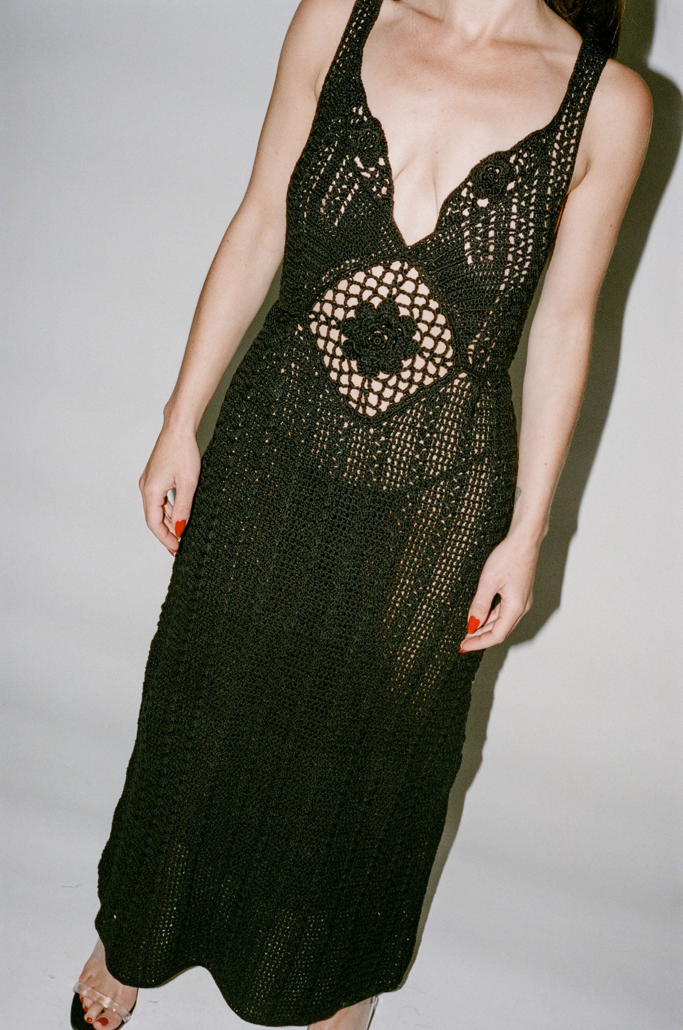 matin crochet dress HARUKA CIRCLE CROCHET LONG DRESS IN NAVY