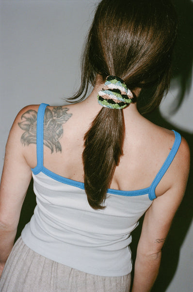 Maria la Rosa Crochet Scrunchie in Green