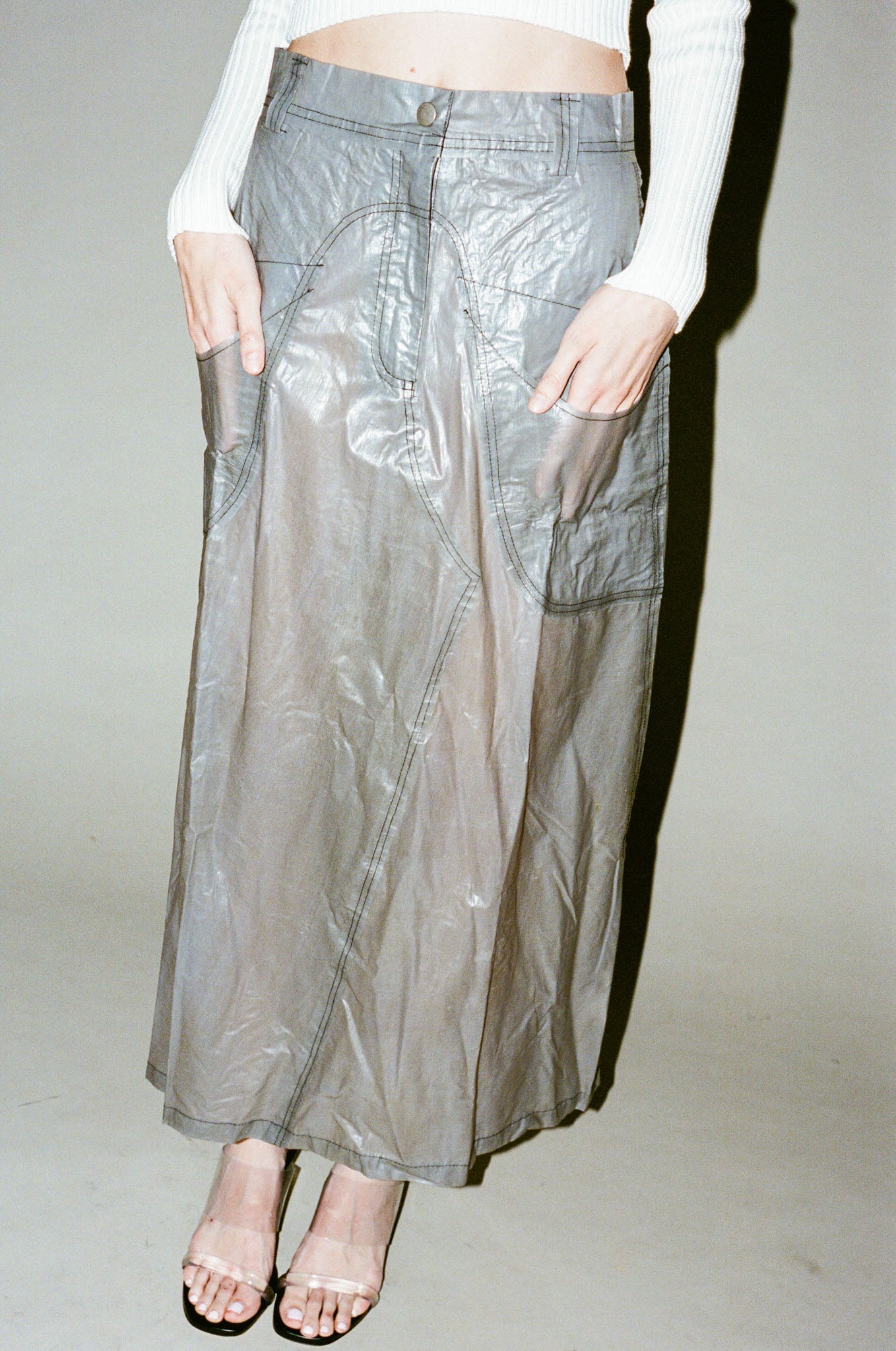Mozhdeh Matin Cargo Skirt in Grey