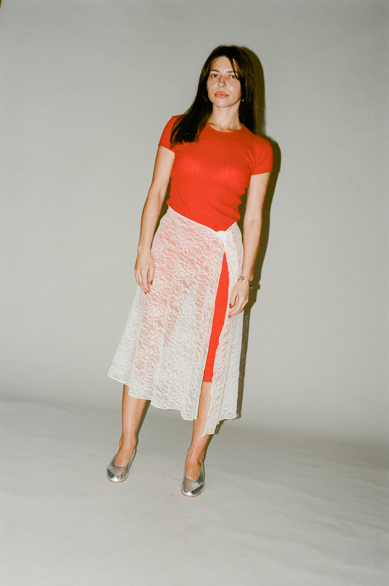 Gil Rodriguez Lace Asymmetrical Skirt in Ivory