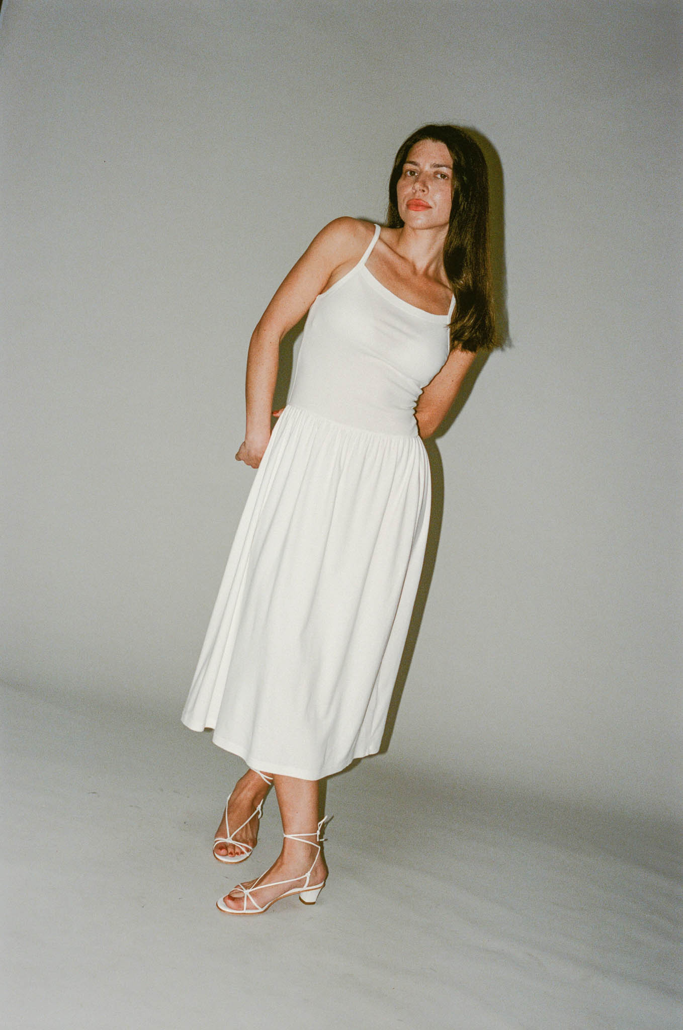 Gil Rodriguez Lapointe Dropwaist Midi Dress in White