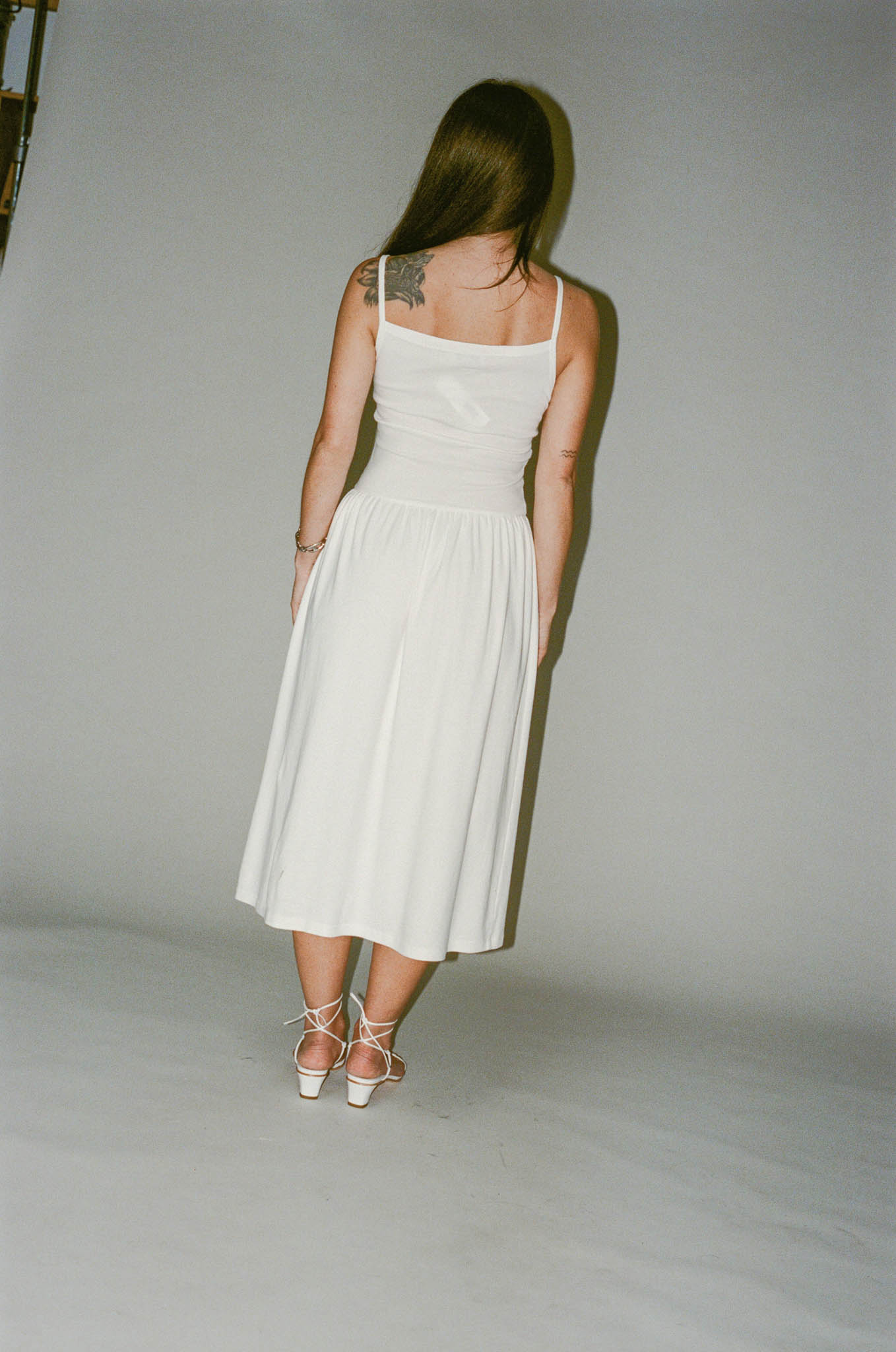 Gil Rodriguez Lapointe Dropwaist Midi Dress in White