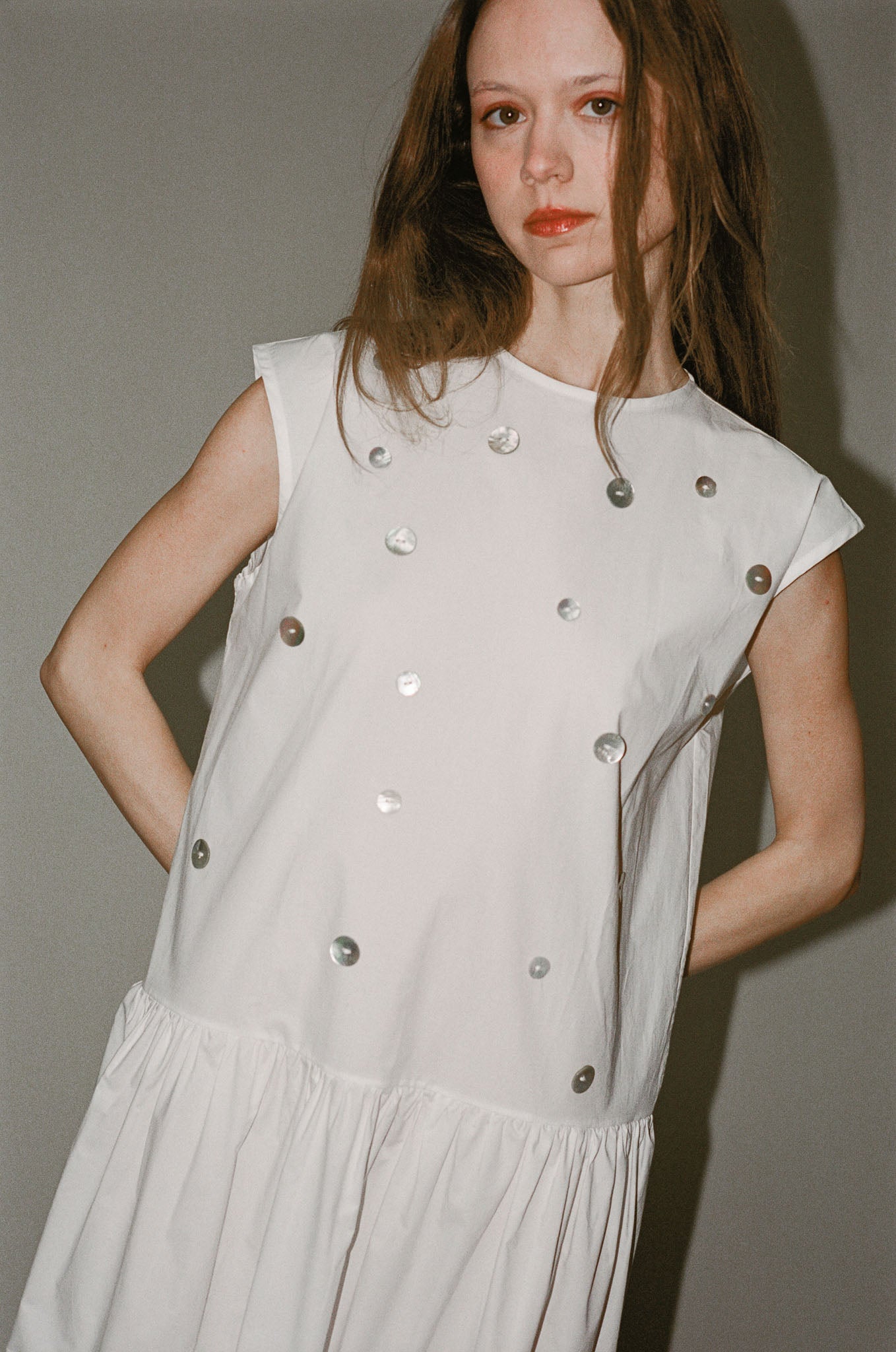 Cawley Isabella Button Dress in White