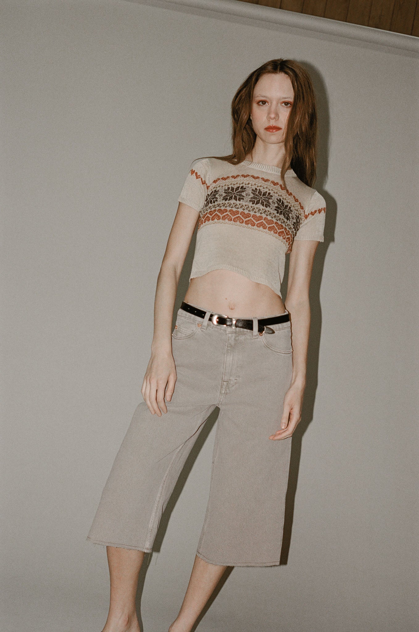 Our Legacy Knitted Cropped T-Shirt in Fairisle