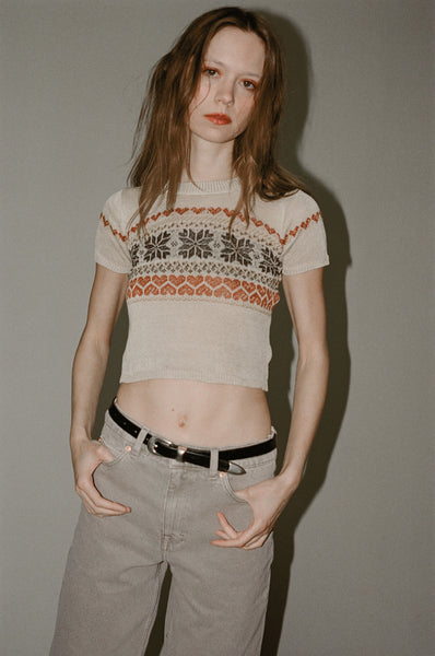 Our Legacy Knitted Cropped T-Shirt in Fairisle