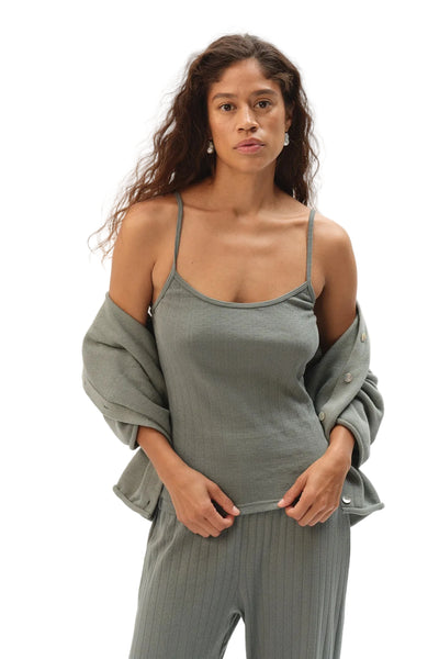 DONNI. Pointelle Cami Tank in Sage