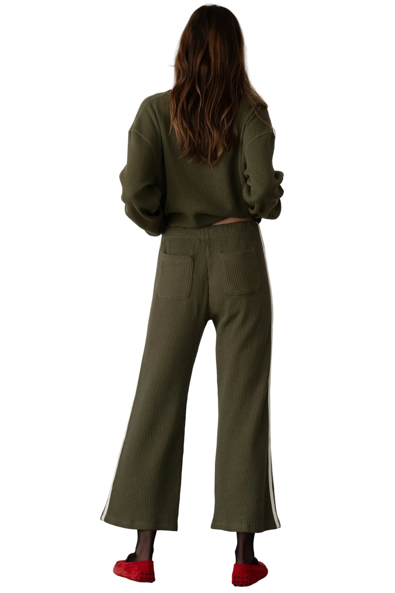 DONNI. Thermal Stripe Crop Pant in Oregano