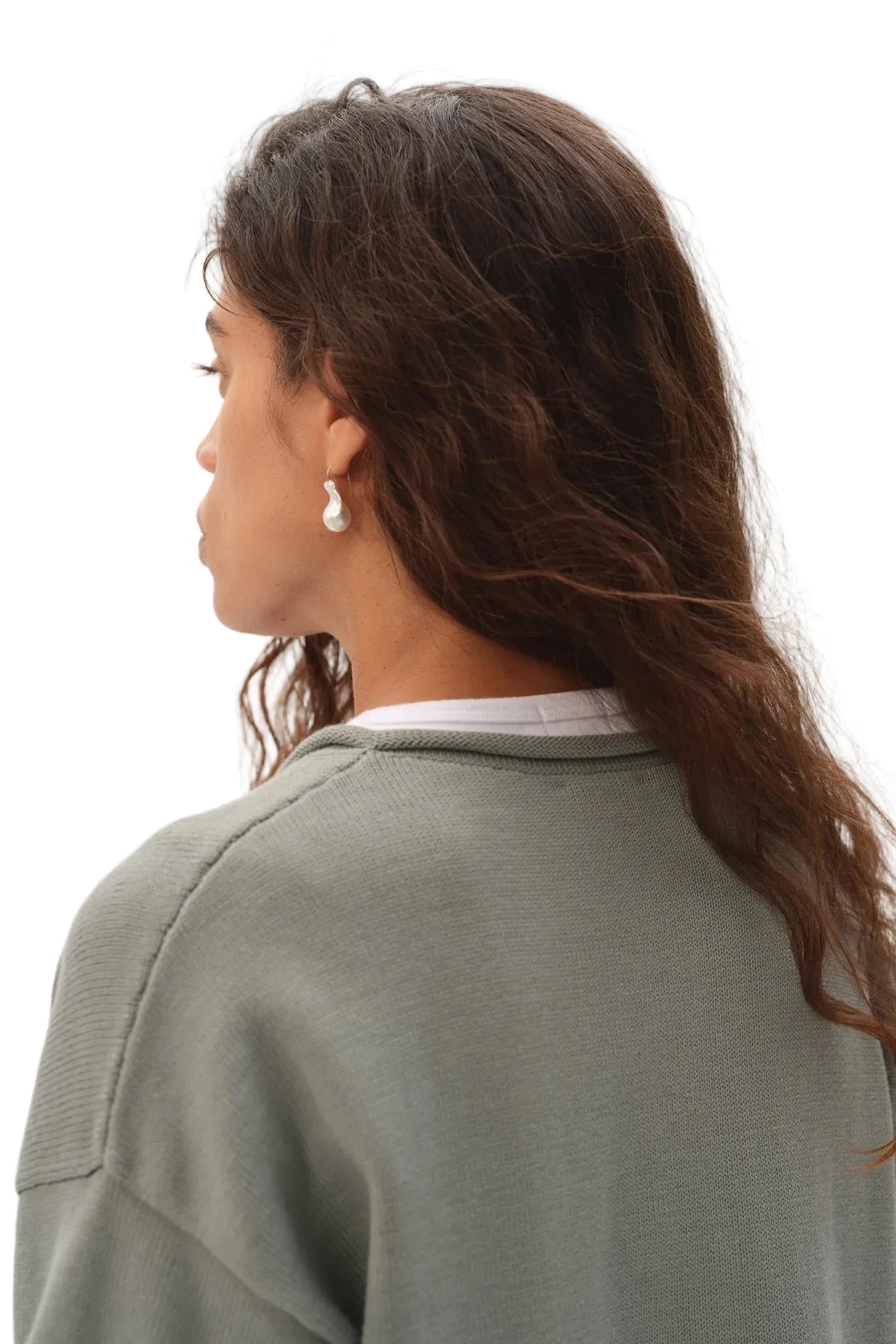 DONNI. Cotton Knit Roll Cardigan in Sage