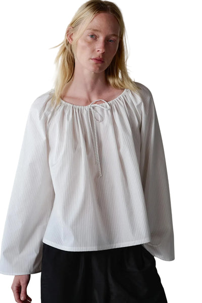 DONNI. Pop Pinstripe Tie Top in Powder