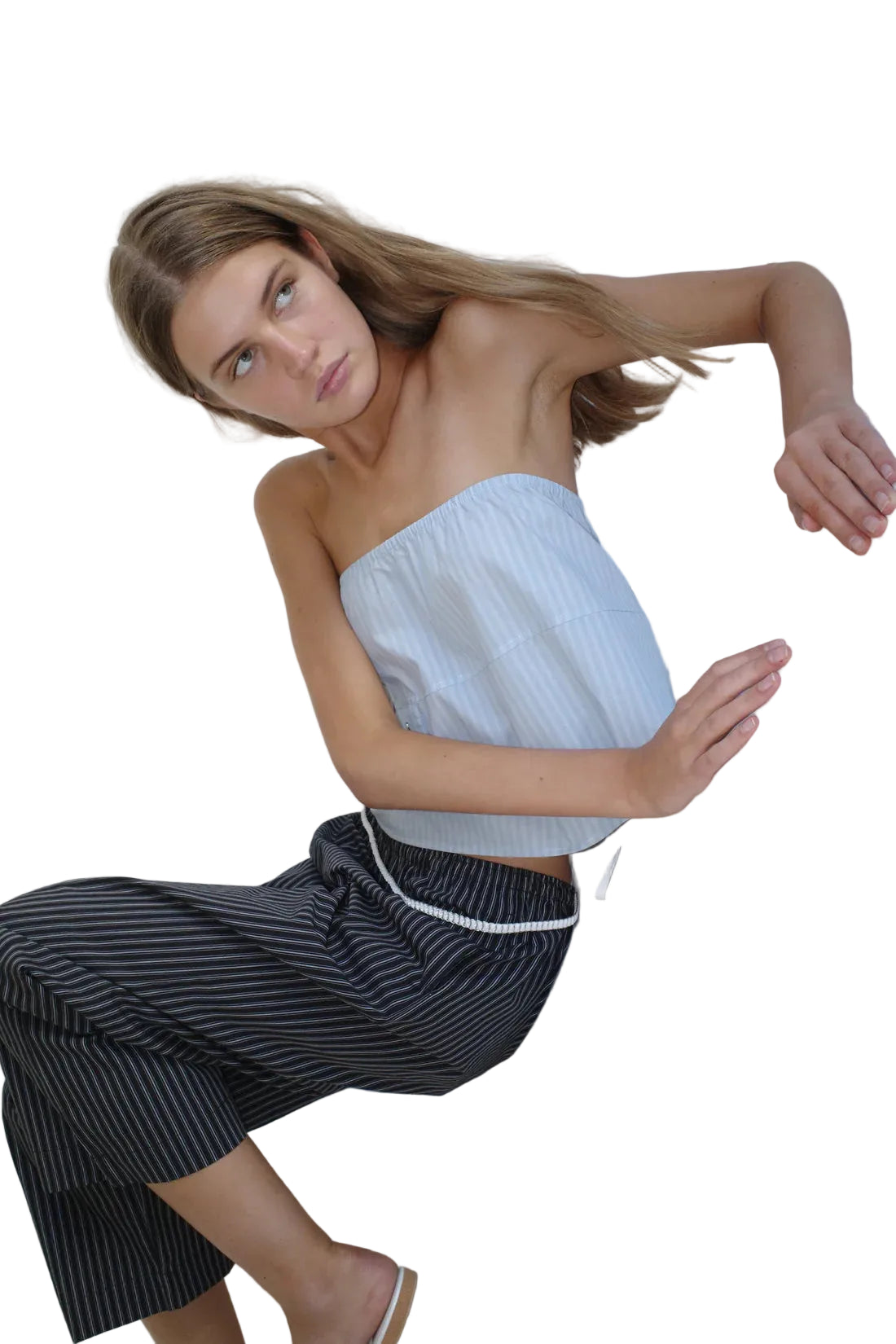 Deiji Studios Pocket Skirt in Lake Blue Stripe