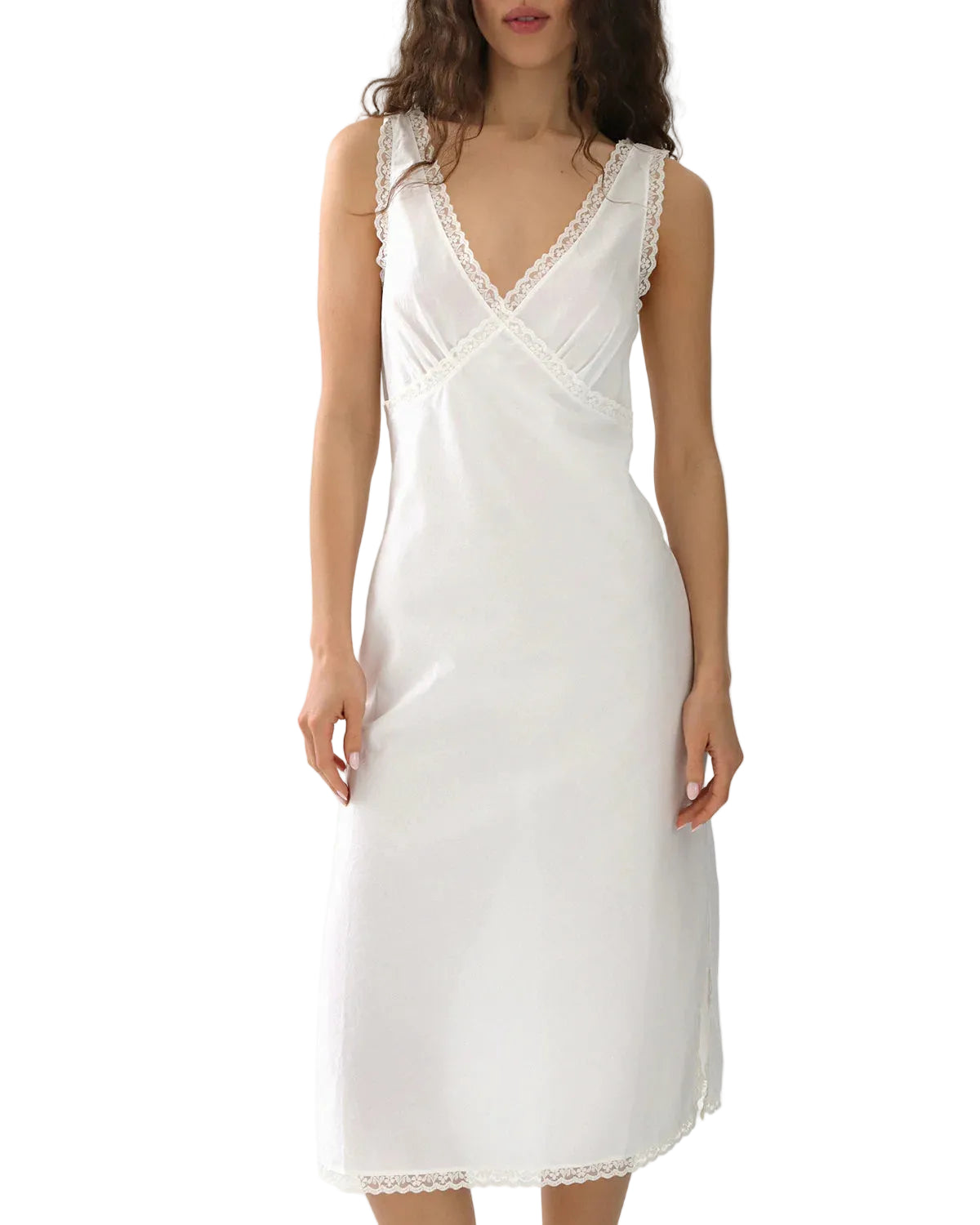 Cou Cou The Iris Slip Dress in White Cotton Voile