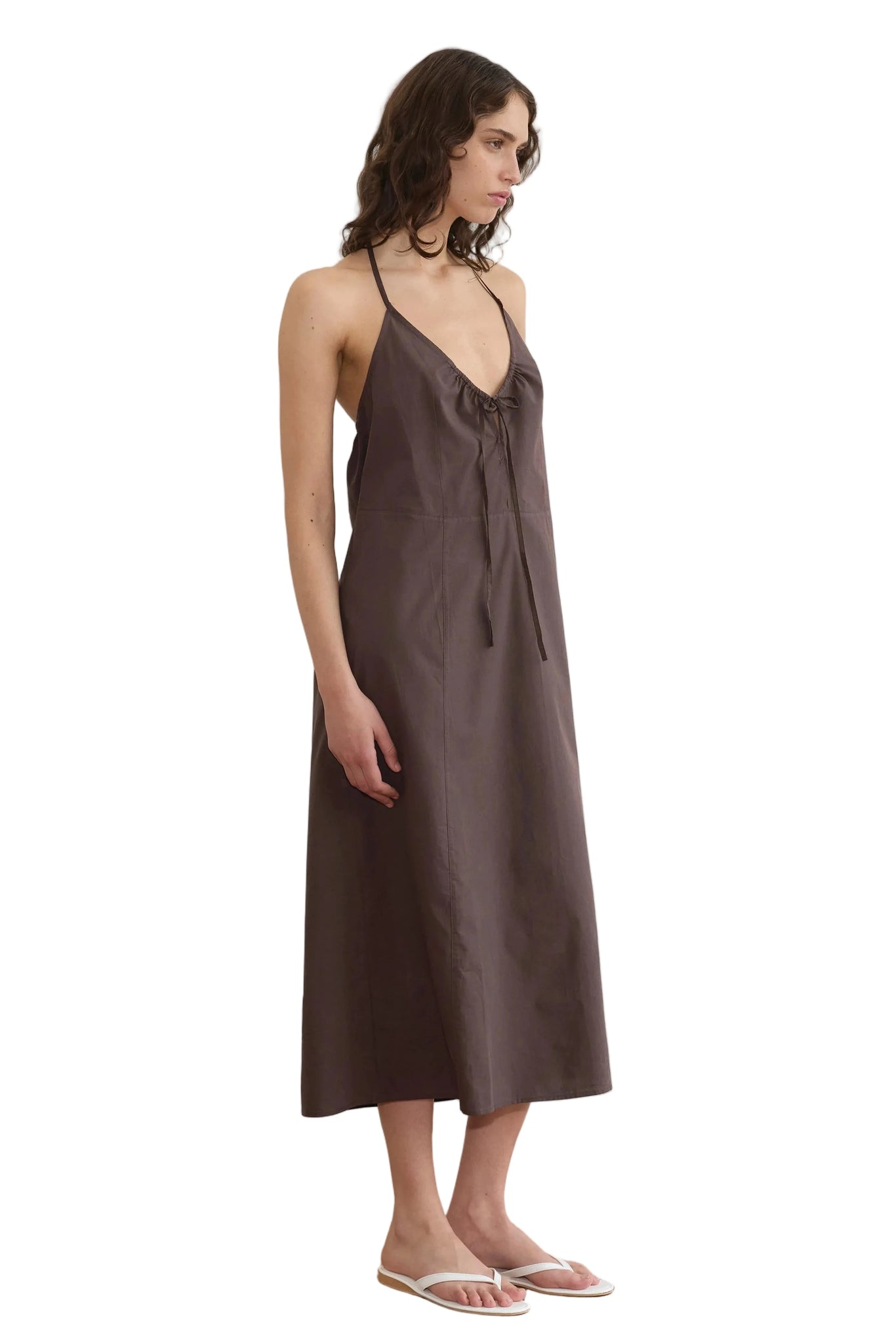 Deiji Studios Seamed Halter Dress in Sepia