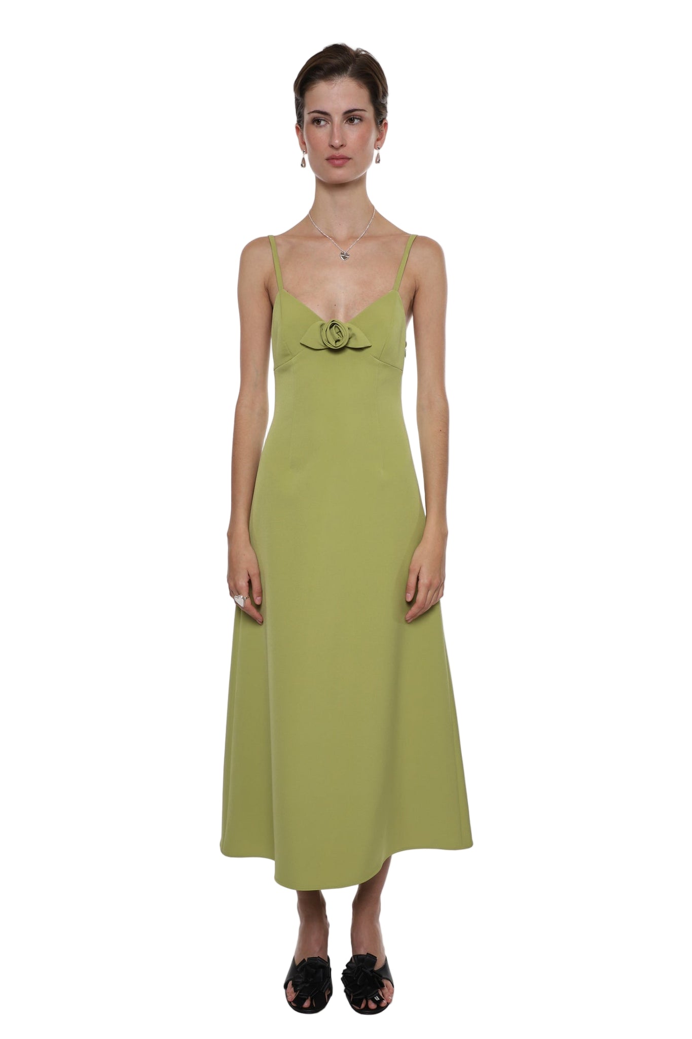 Sandy Liang Pilton Dress in Chartreuse