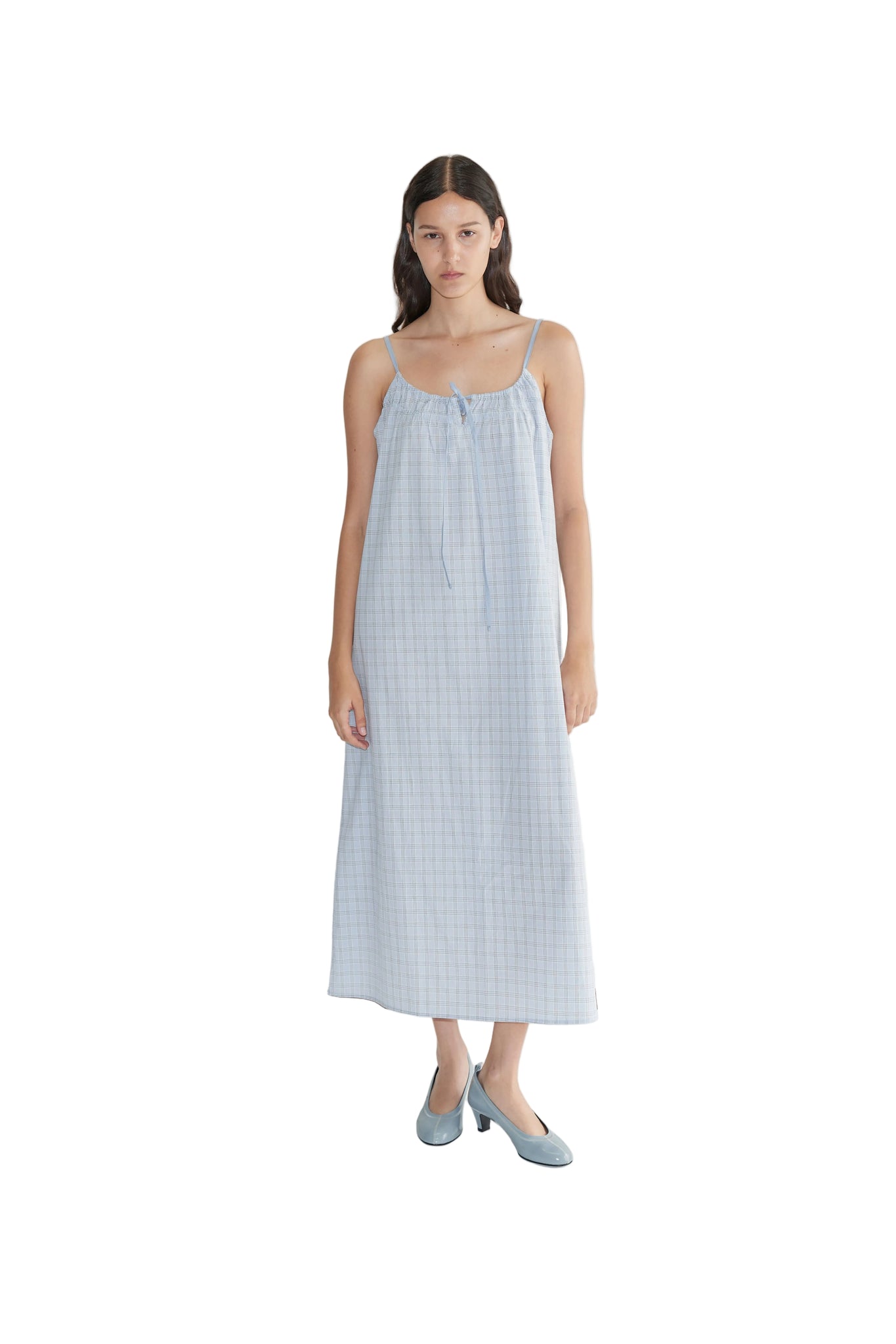 Deiji Studios Light Maxi Dress in Powder Check