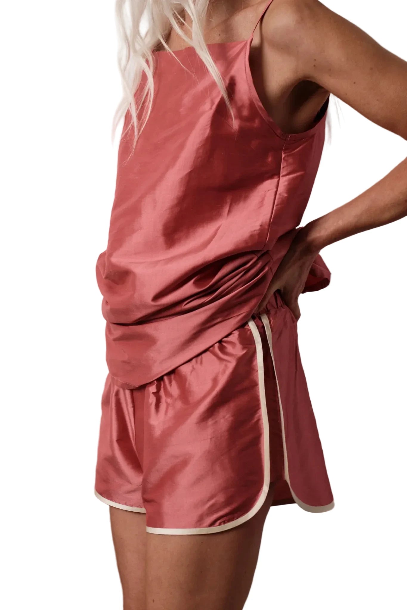 DONNI. Taffeta Stripe Short in Rhubarb
