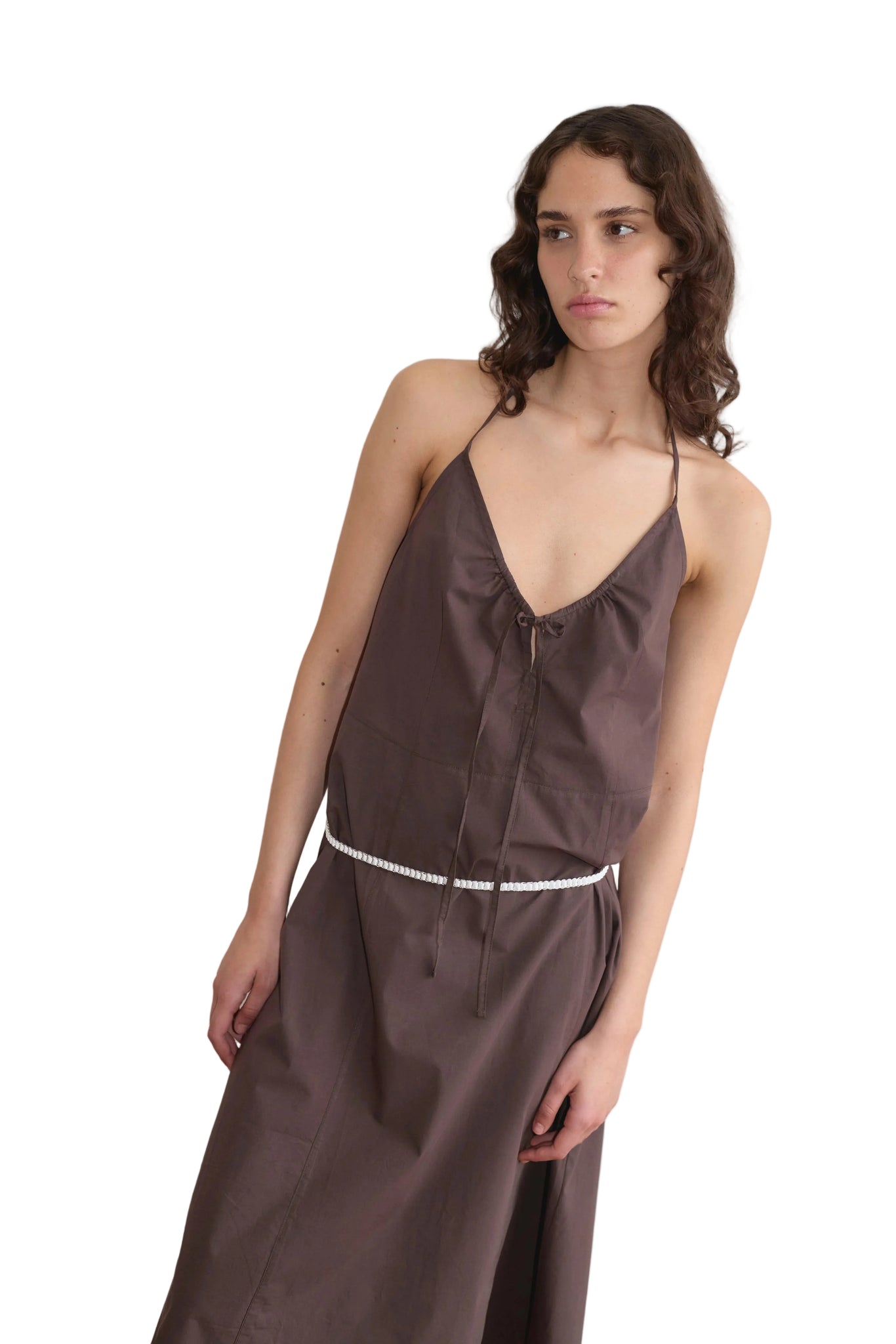 Deiji Studios Seamed Halter Dress in Sepia
