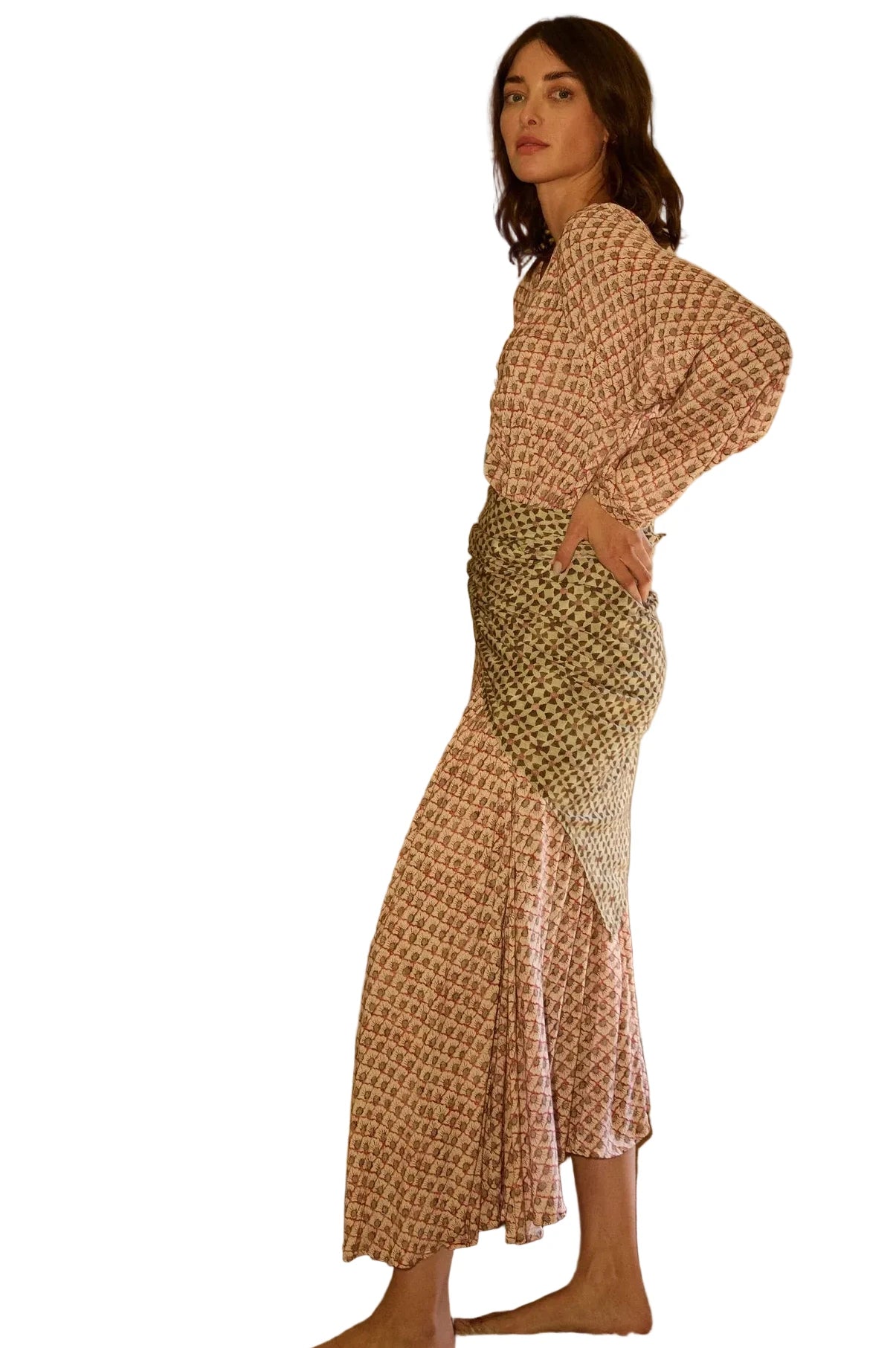 Natalie Martin Fiore Maxi Dress in Scallop Blush