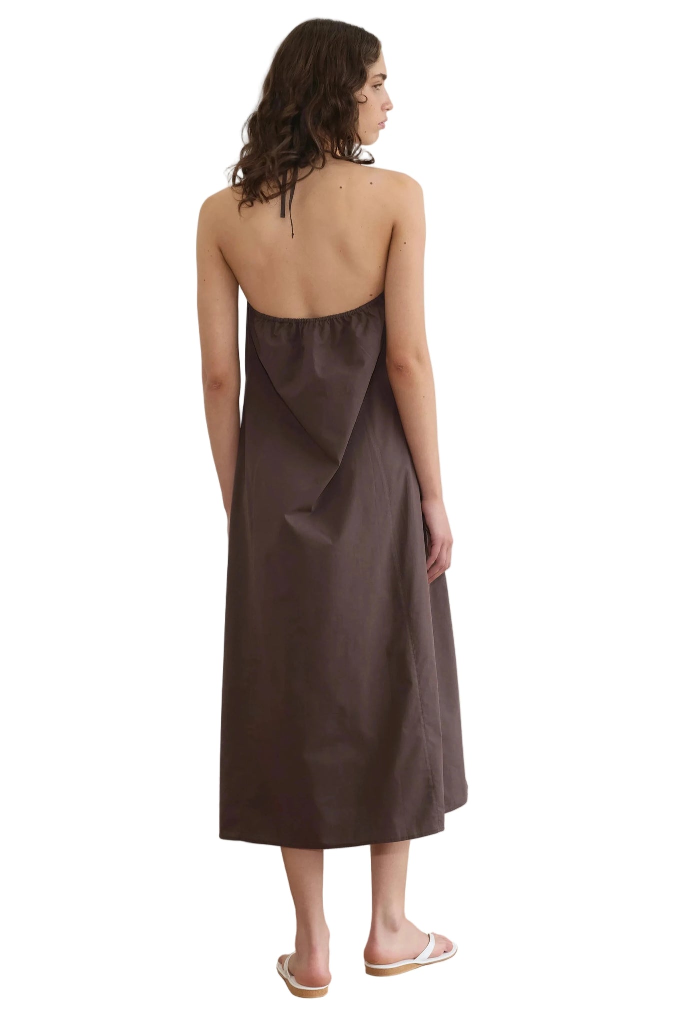Deiji Studios Seamed Halter Dress in Sepia