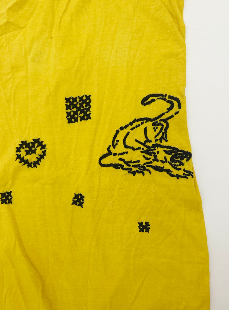 Tigra Tigra T-Shirt Dress with Tiger/Rabari Embroidery in Yellow/Black
