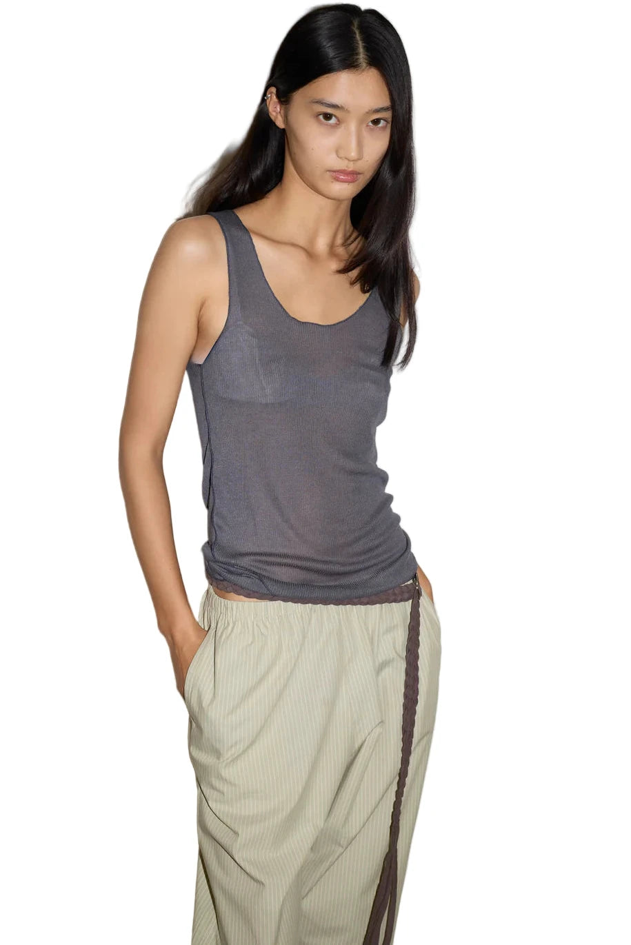 Deiji Studios Ease Trouser in Pistachio Stripe