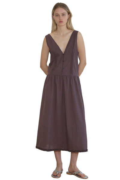 Deiji Studios Pintuck Dress in Raisin