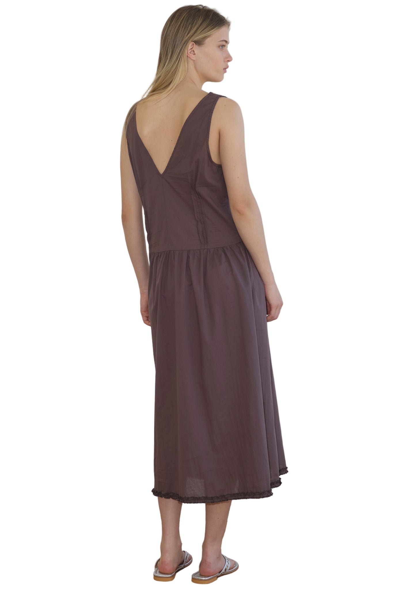 Deiji Studios Pintuck Dress in Raisin