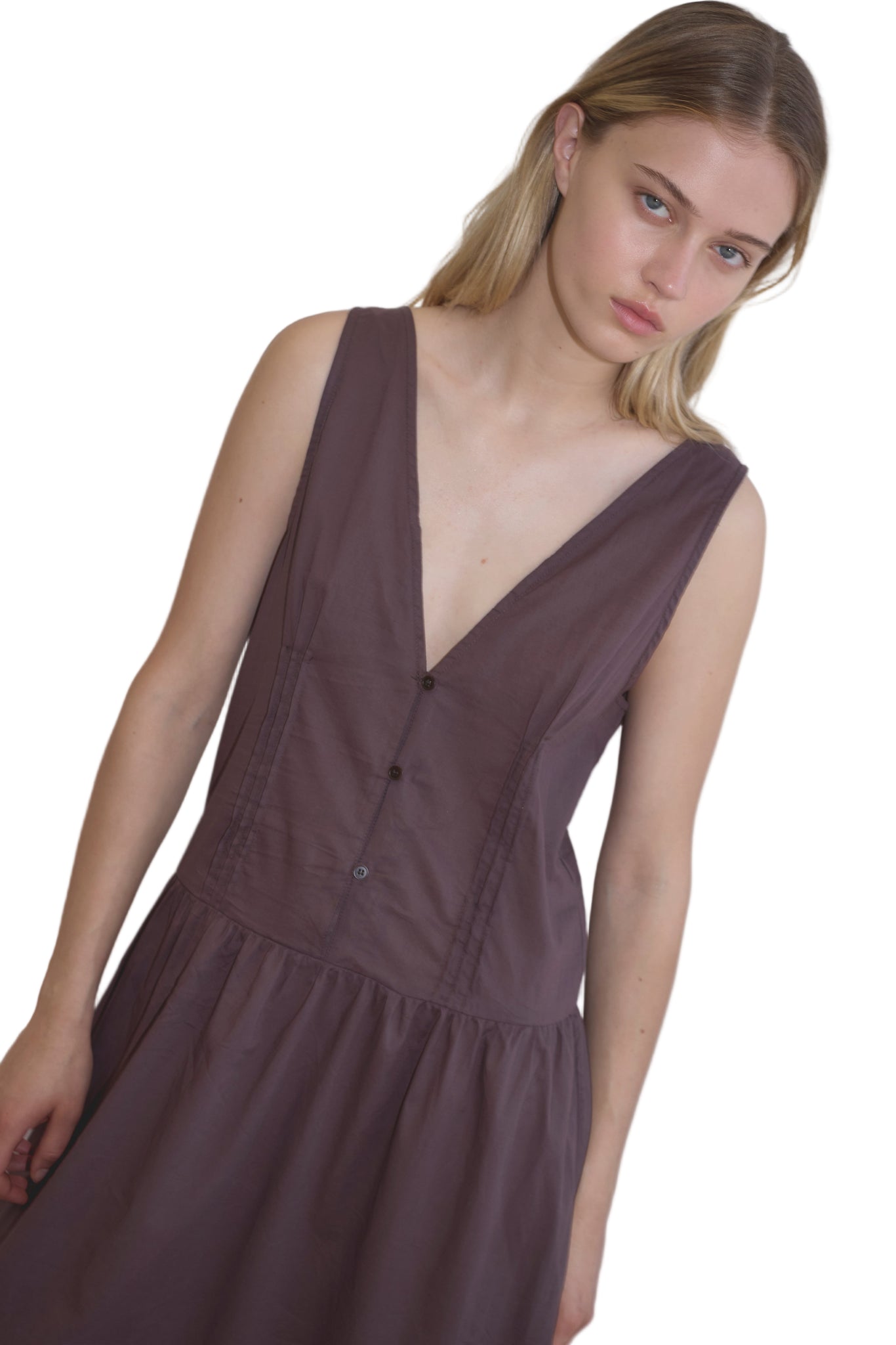 Deiji Studios Pintuck Dress in Raisin