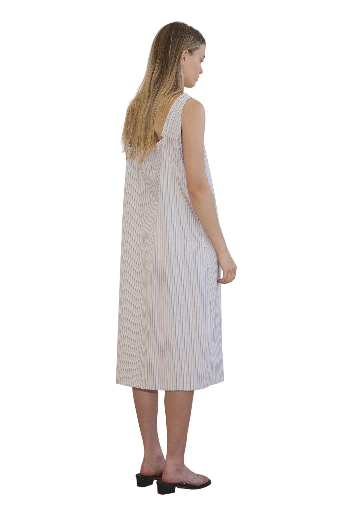 Deiji Studios Button Sweep Dress in Gull Stripe