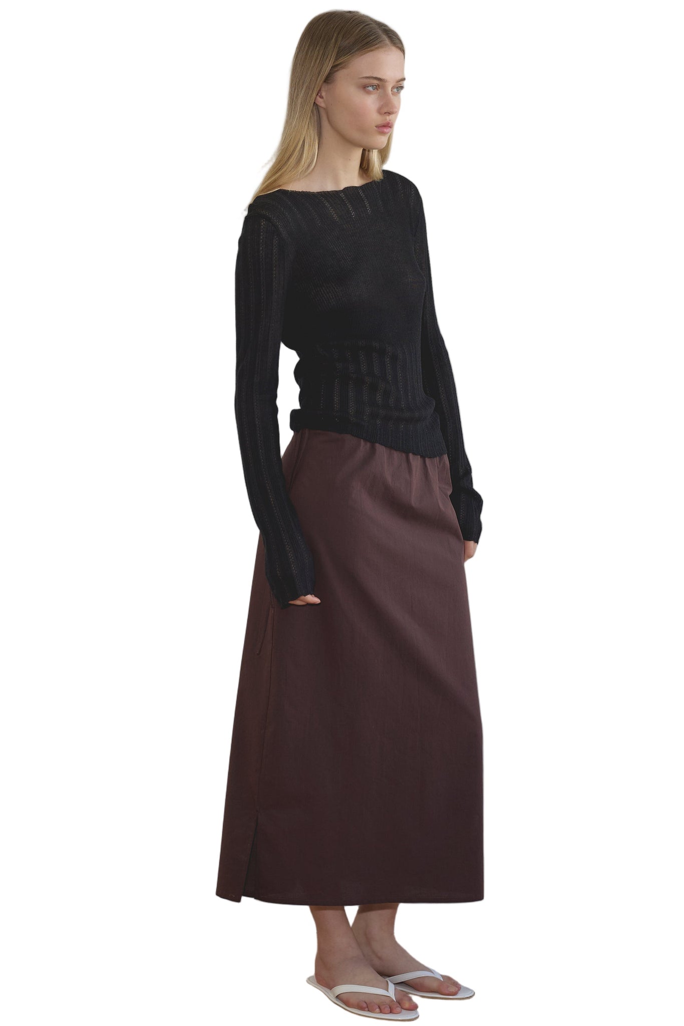 Deiji Studios Mid Day Skirt in Umber