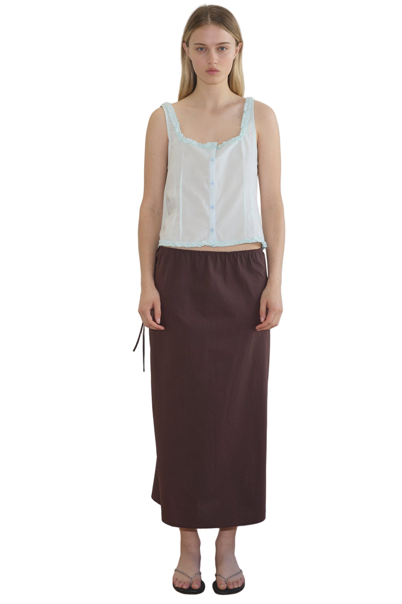 Deiji Studios Button Frill Top in Mint