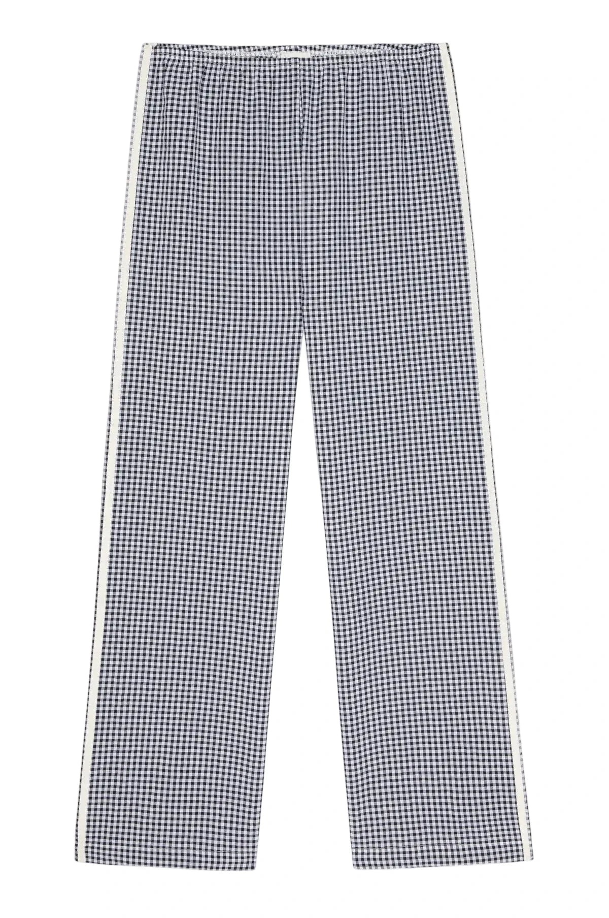 DONNI. Cotton Gingham Stripe Crop Pant in Jet