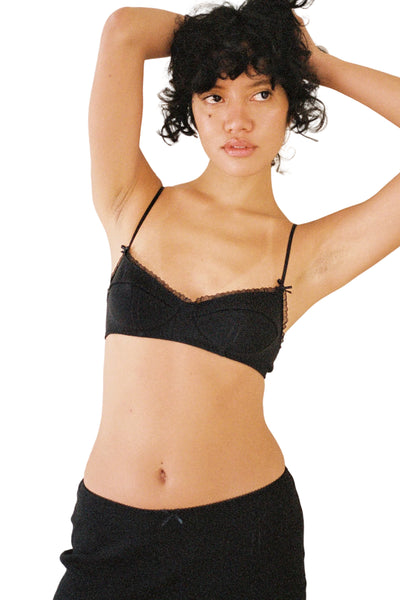 Cou Cou The Balconette Bra in Black Pointelle