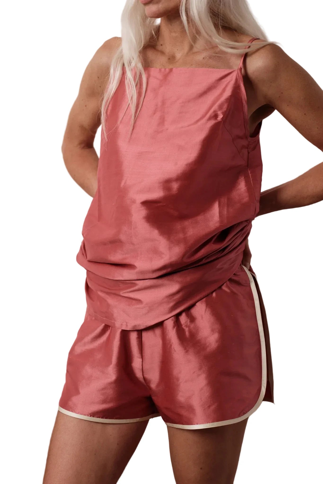 DONNI. Taffeta Stripe Short in Rhubarb