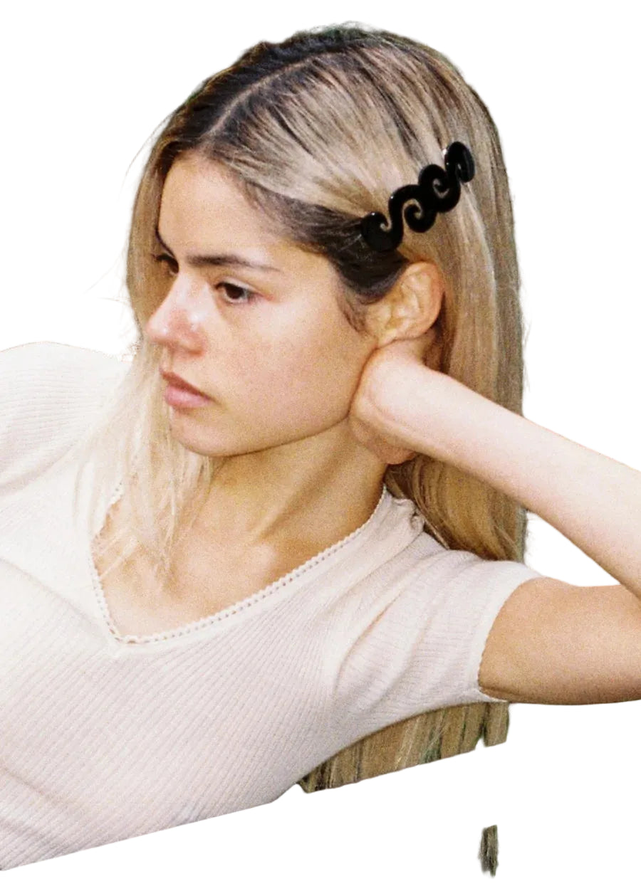 Merrma Earth Spiral Barrette in Black