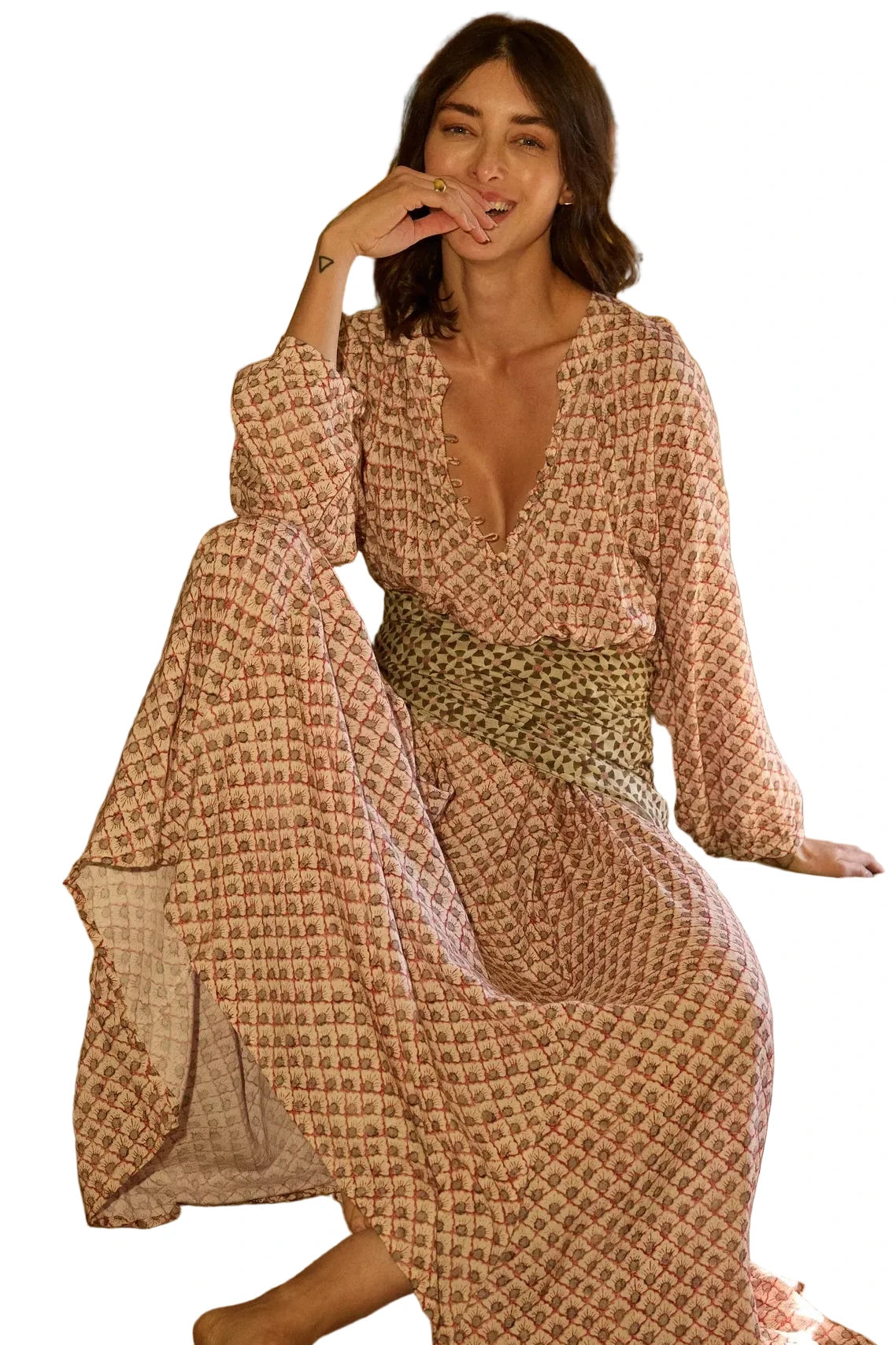 Natalie Martin Fiore Maxi Dress in Scallop Blush