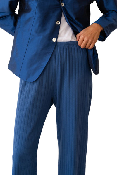 DONNI. Pointelle Simple Crop Pant in Blueberry