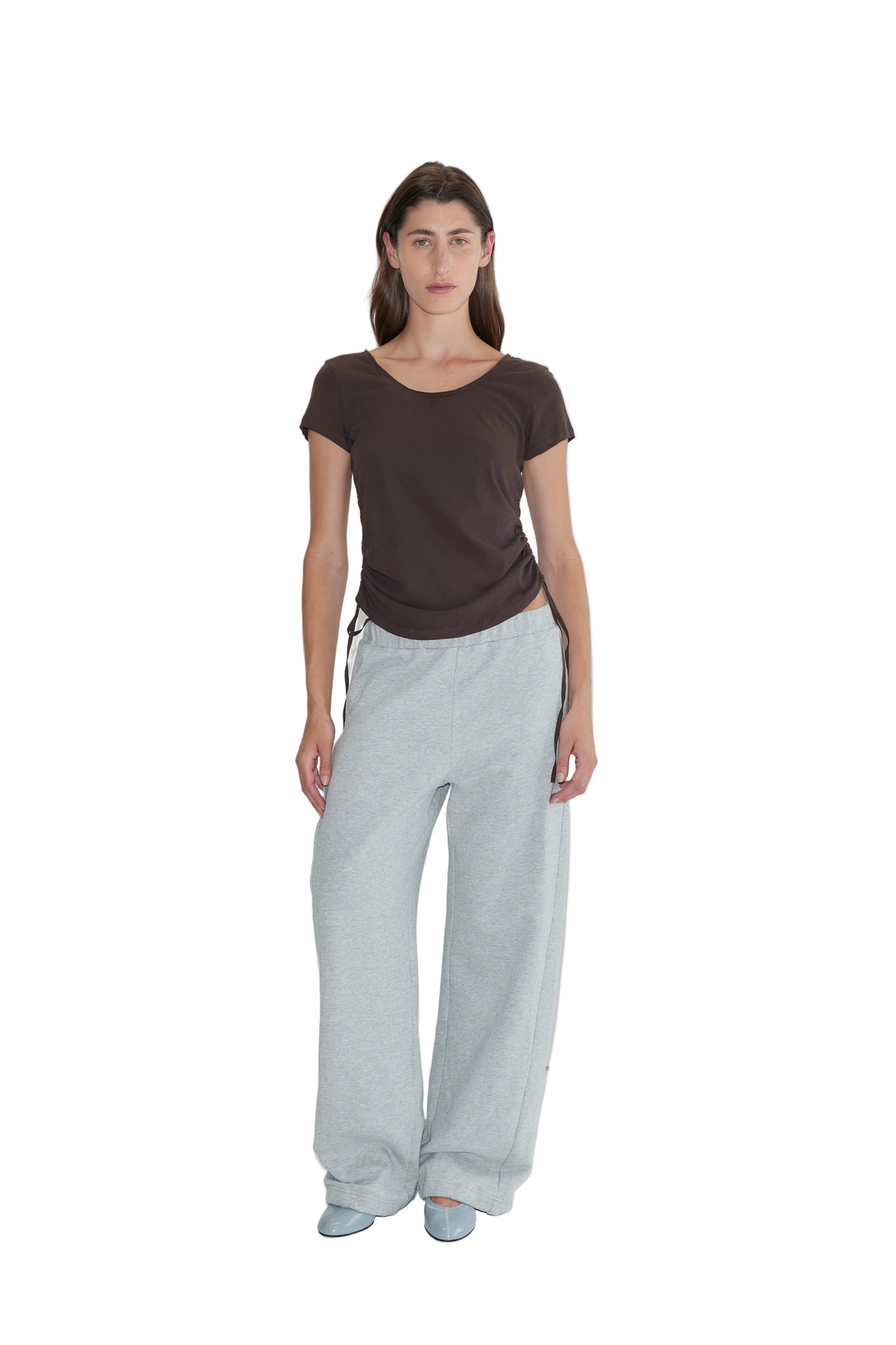 Deiji Studios Side Pleat Pant in Grey Marl