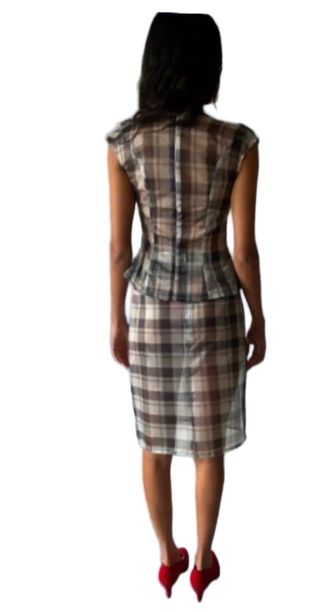 Michelle Del Rio Anna Blouse in Gray Check