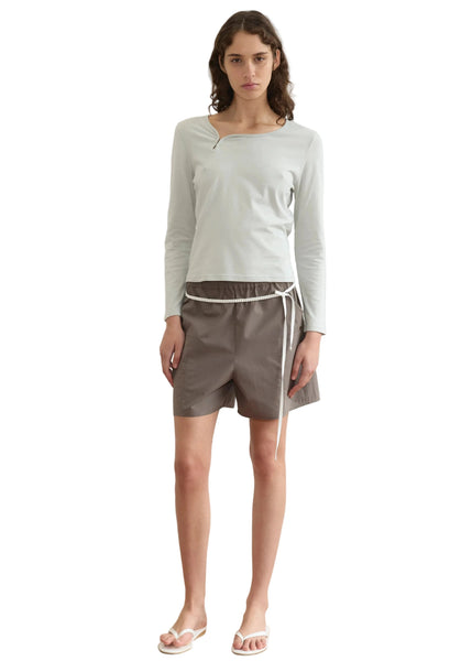 Deiji Studios Pleat Short in Khaki Check