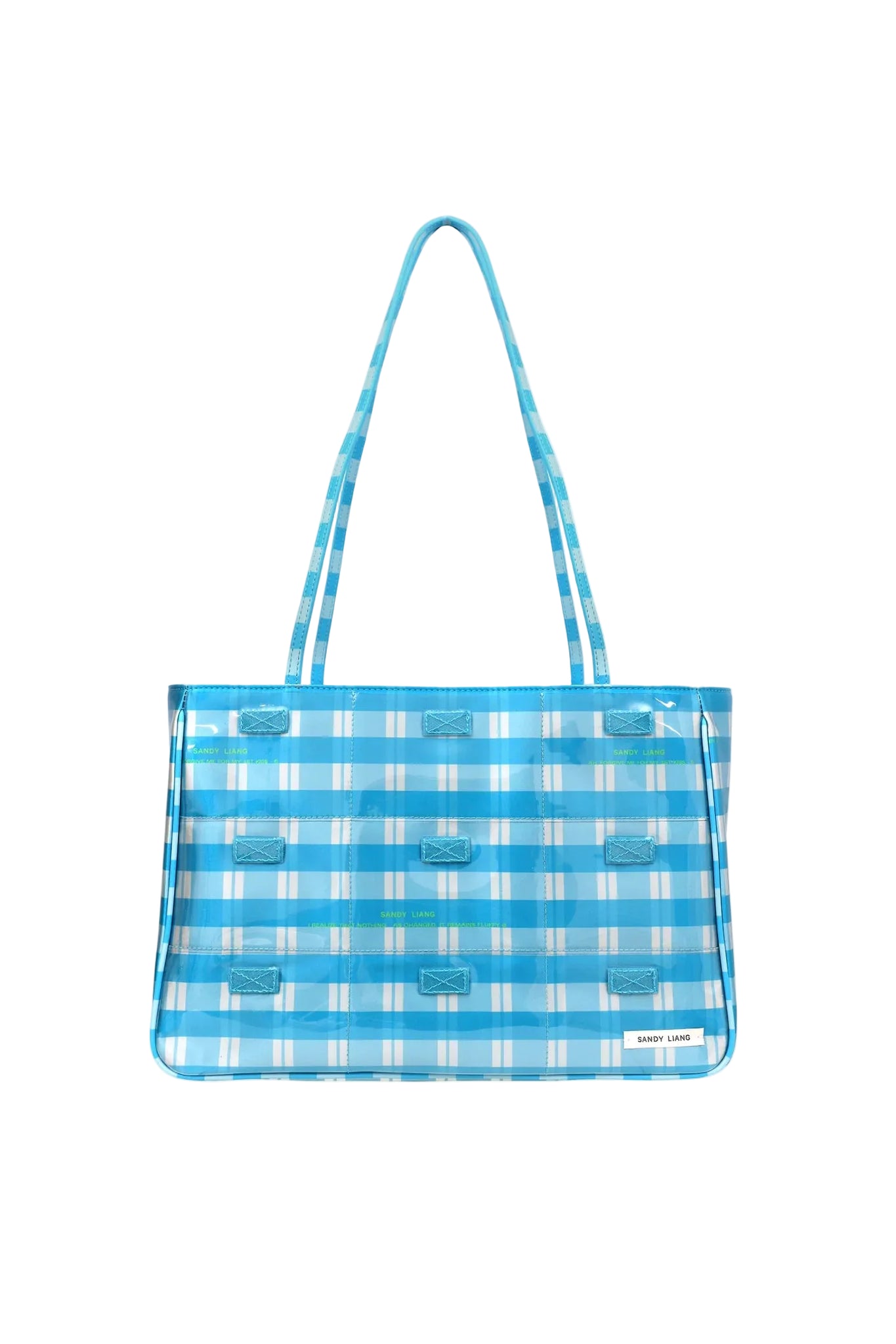 Sandy Liang Windows Tote in Blue Multi Plaid