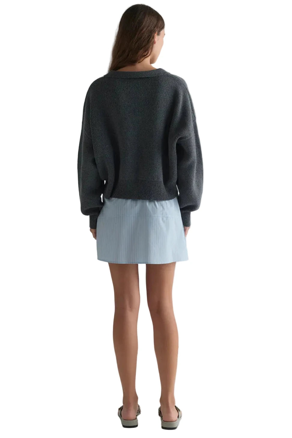 Deiji Studios Pocket Skirt in Lake Blue Stripe