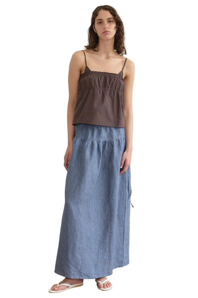Deiji Studio Maxi Skirt in Azure Stripe