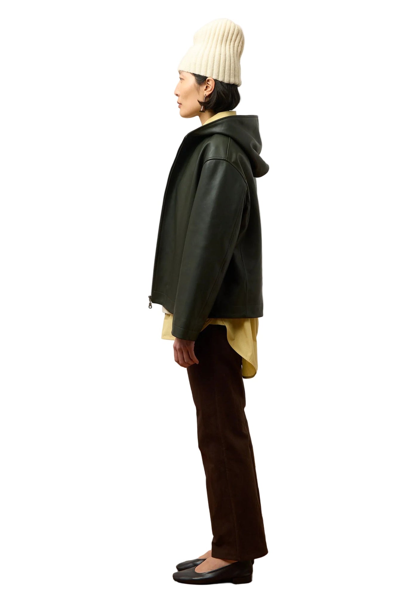 Cawley Waxy Zip-Up Hoodie in Olive