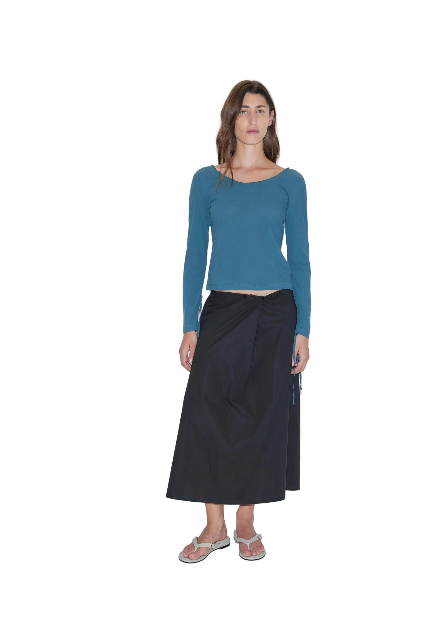Deiji Studios Cuff Tie Top in Teal