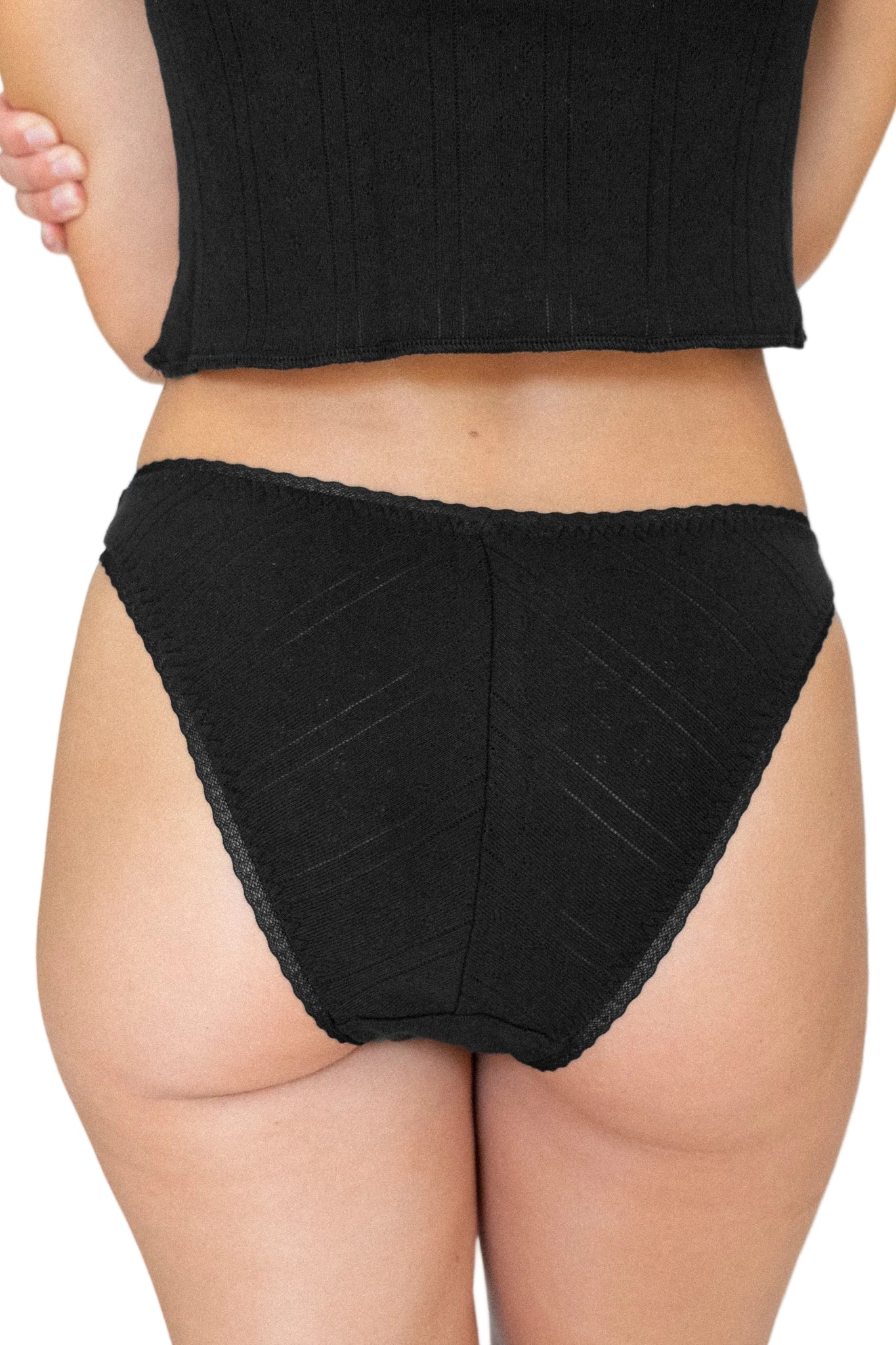Cou Cou The High Rise Brief in Black Pointelle