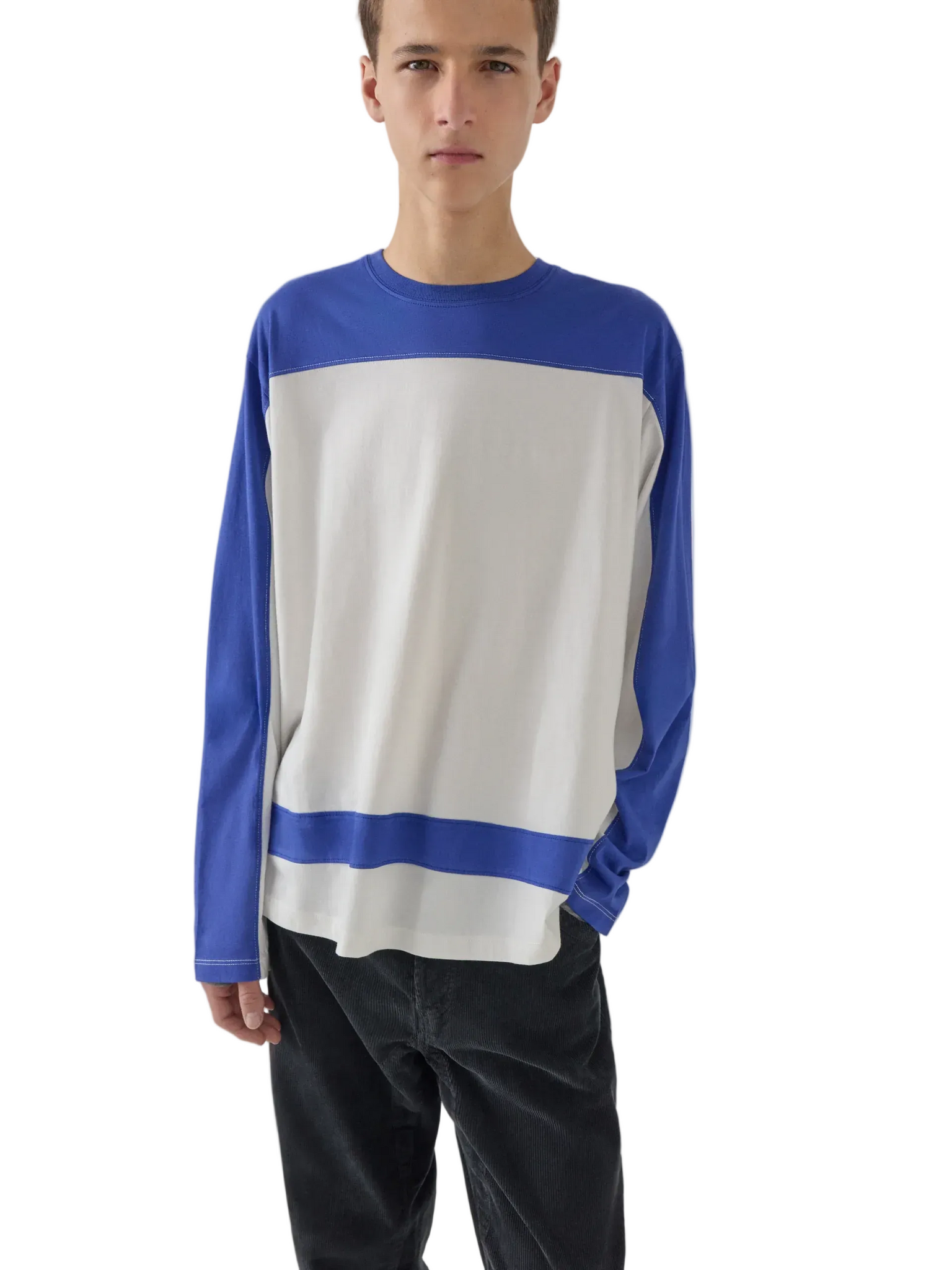 Gimaguas Dustin Long Sleeve T-shirt in White/Navy