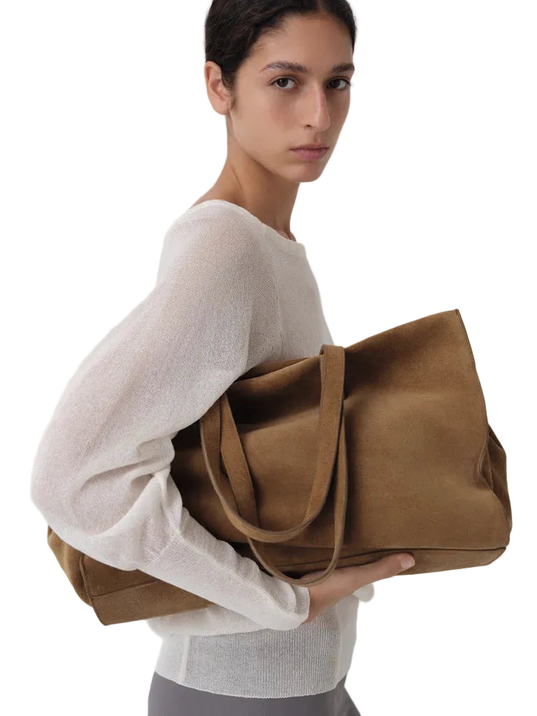 Gimaguas Maxi Suede Shopper Bag in Camel