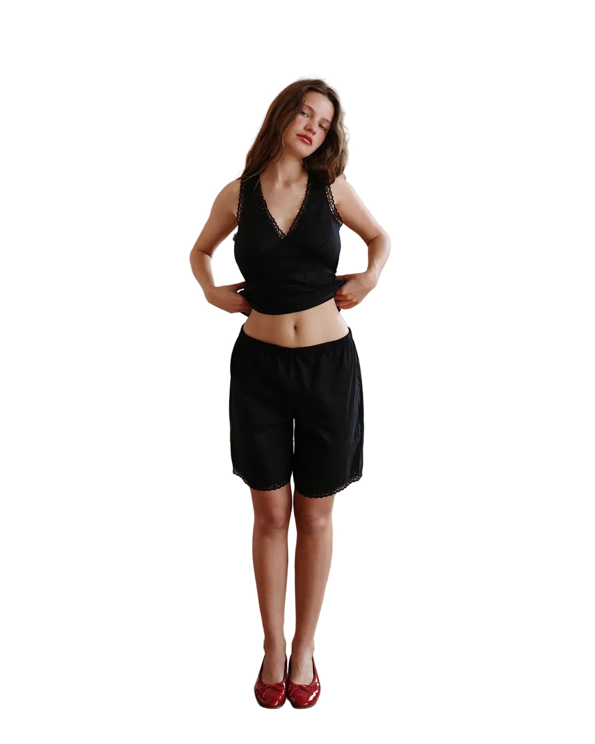 Cou Cou The Bermuda Short in Black Cotton Voile